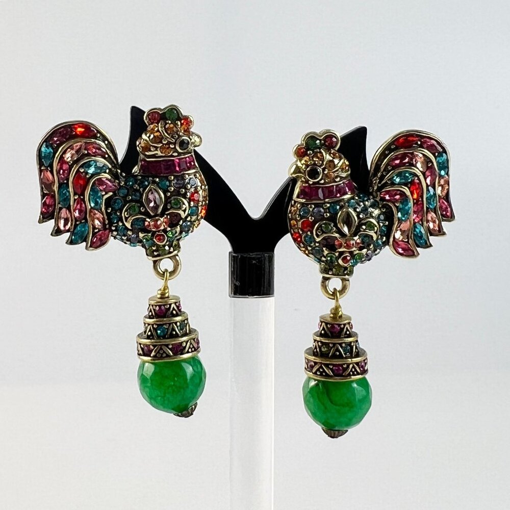 Heidi Daus Statement Rule The Roost Multicolor Crystal Beaded Drop Earrings - Picture 4 of 8